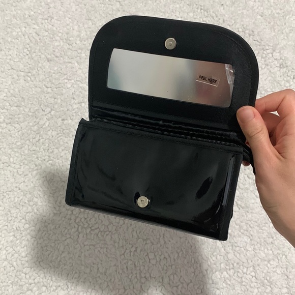 Black Patent Makeup Bag with Pink Bow - Picture 10 of 15